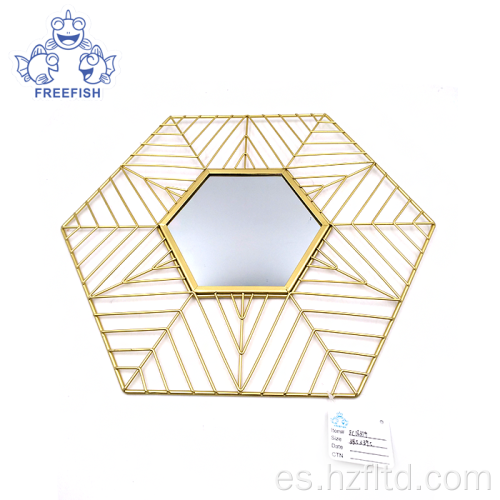 Espejo hexagonal colgante de pared geométrico